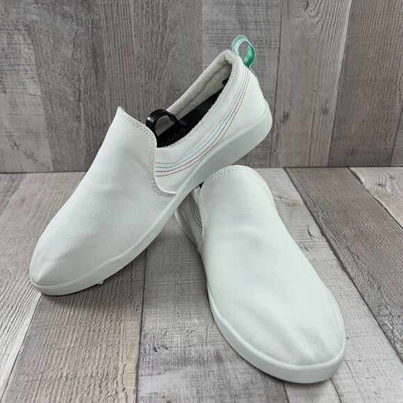 Vionic Beach Marshall Womens 7.5 Canvas Slip On Sneaker Flats Casual Shoes White - Picture 2 of 14